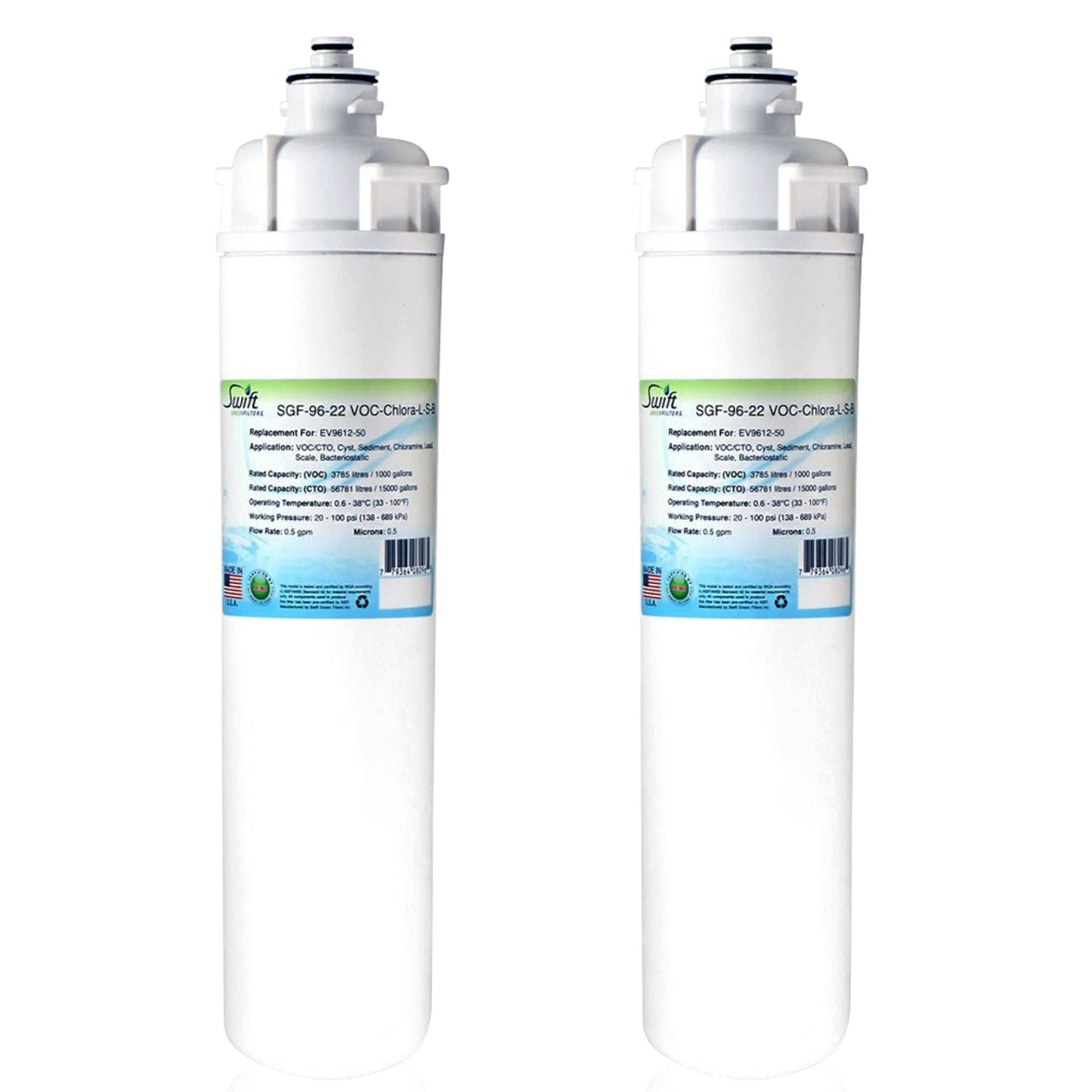 Swift Green Filters SGF-96-22 VOC-Chlora-L-S-B Replacement Water Filter Cartridge (2 Pack) - Compatible with EV9612-50 Commercial Systems | Made in USA | Perfect for Office Water Coolers & Restaurant Purification