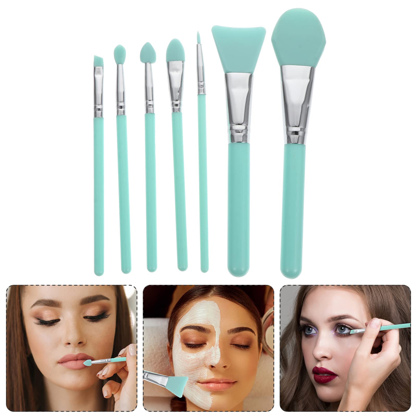 FOMIYES 7-Piece Labeled Silicone Makeup Brush Set - Professional Facial Mask & Cream Application Tools for Women - Easy to Clean & Reusable - Perfect for Skincare Routine, Makeup Application & At-Home Spa Days
