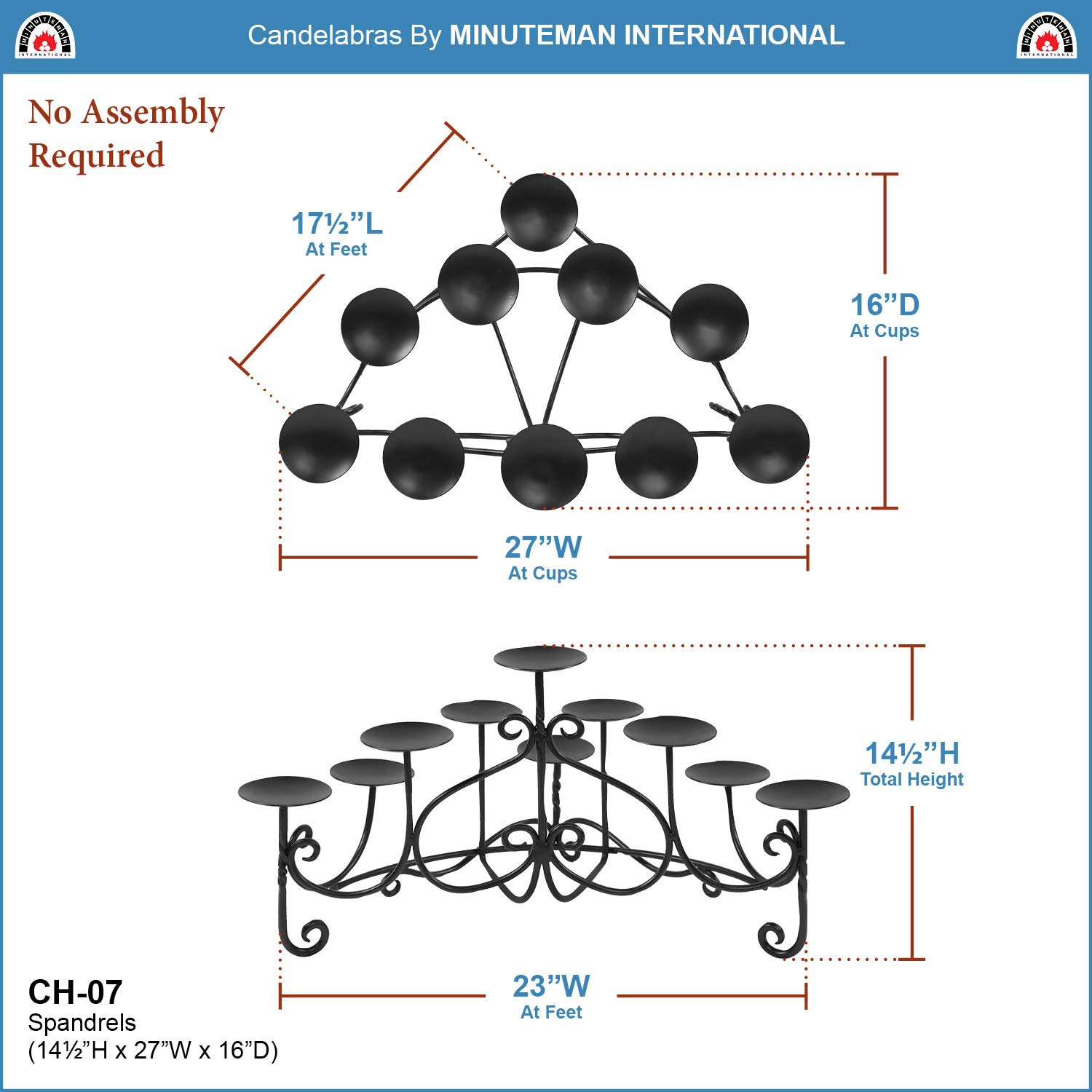 Elegant Wrought Iron Fireplace Candelabra with Spandrels - Perfect for Mantel Decor, Romantic Ambiance & Cozy Home Atmosphere