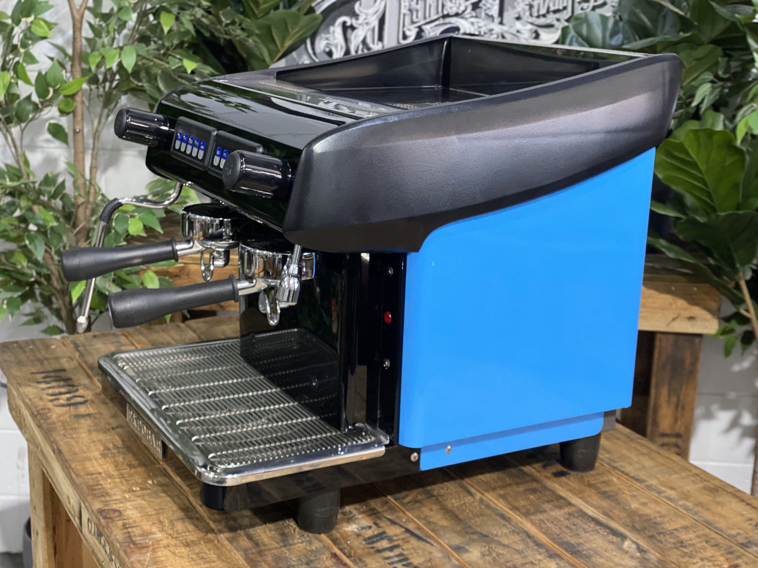 Expobar MegaCrem Compact High Cup 2 Group Espresso Machine - Blue & Black Commercial Coffee Maker for Cafes, Restaurants & Coffee Shops