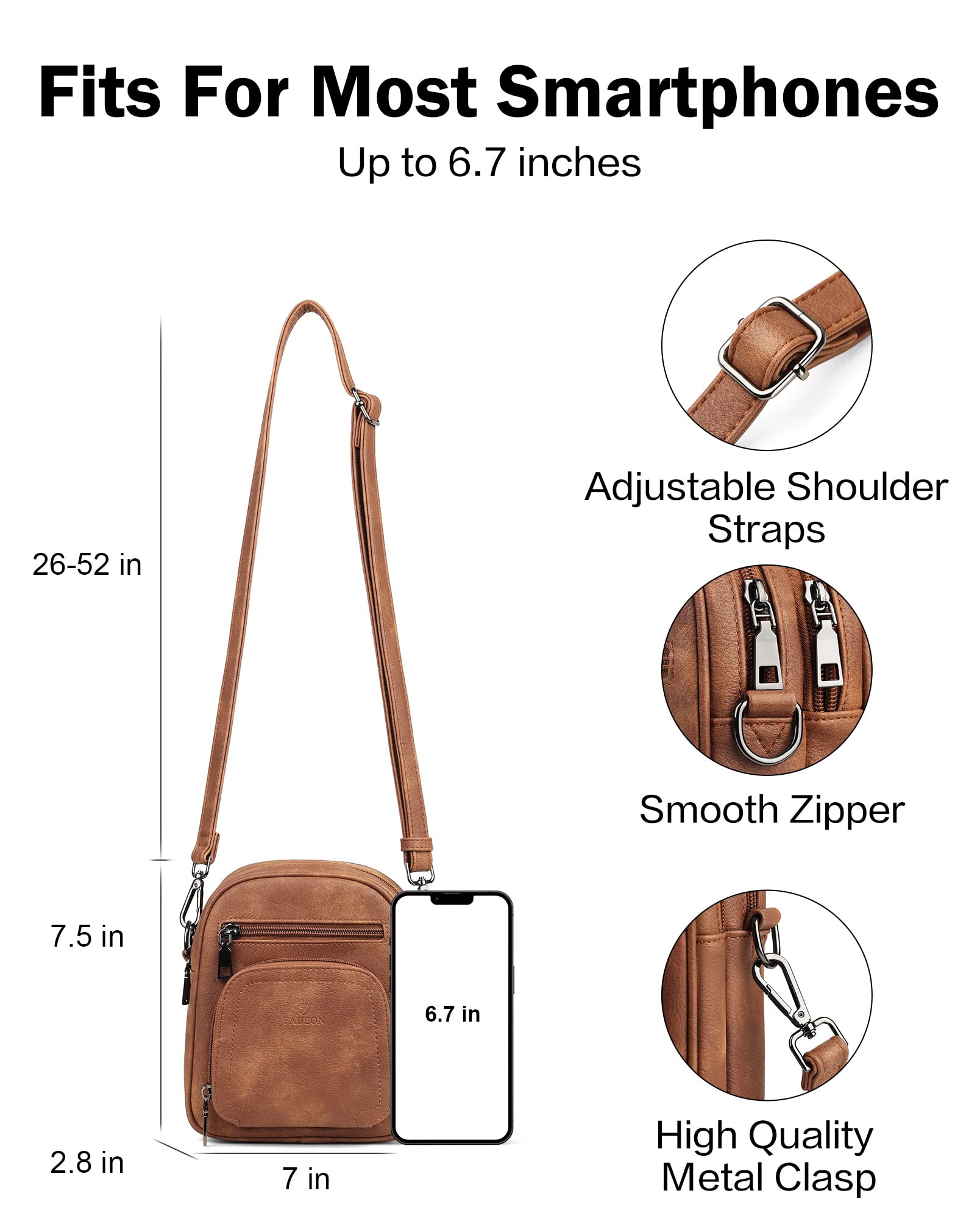 FADEON Mini Crossbody Bag for Women - Small Shoulder Purse with Card Slot, Stylish & Lightweight Designer Handbag for Daily Use, Travel, Shopping, and Outings