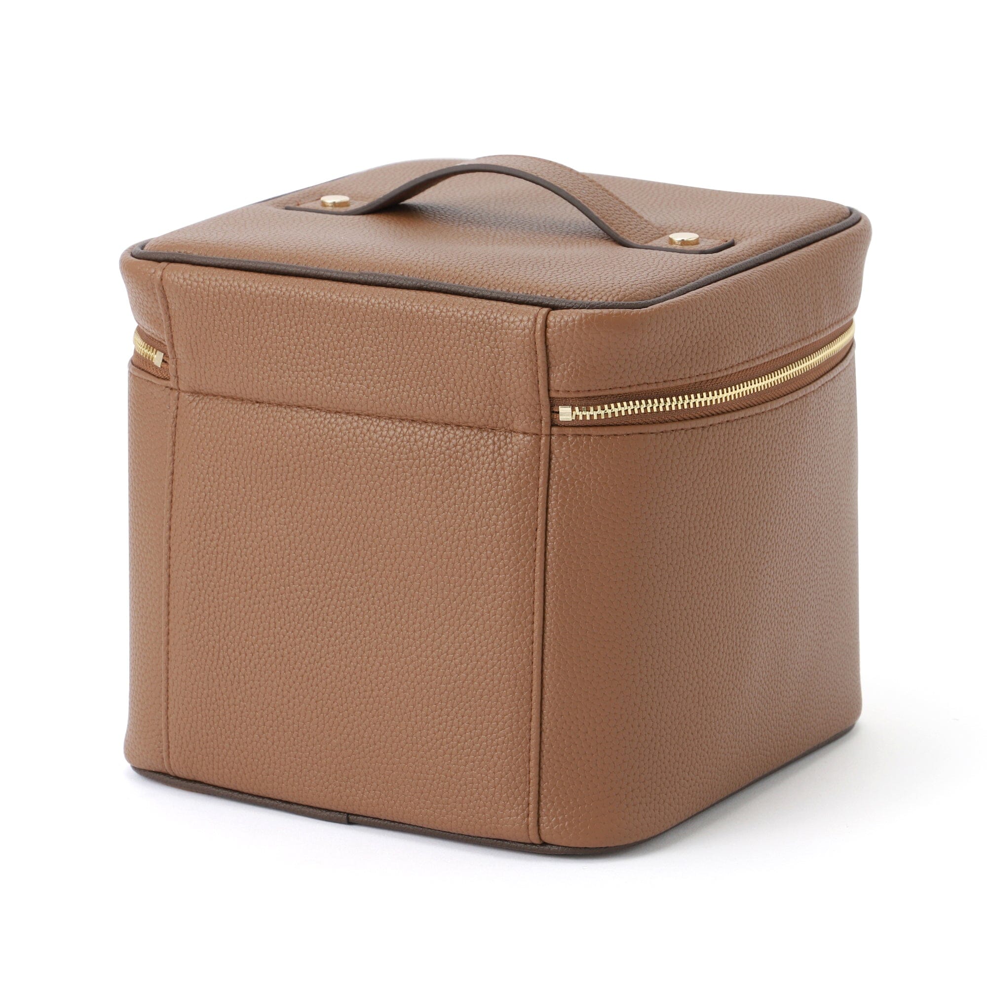 Bicolor Vanity Pouch - Stylish Leather Makeup Bag for Women | Travel Cosmetic Organizer | Perfect for Home, Office & Travel Accessories (Light Brown)