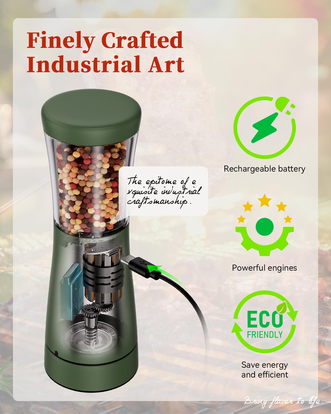 Premium Electric Salt and Pepper Grinder Set - Rechargeable Stainless Steel Mill with 4.5oz Capacity, Adjustable Coarseness & Wide 1.8