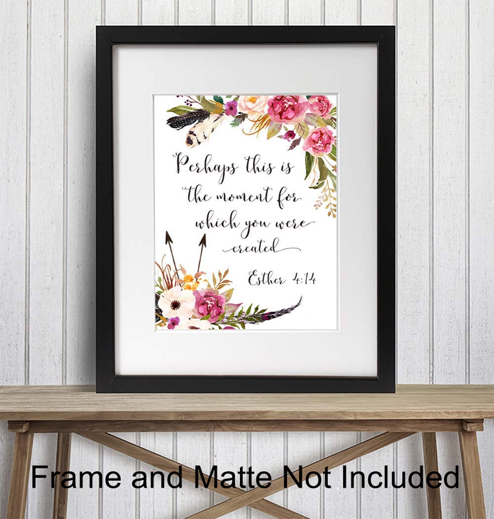 Inspirational Christian Bible Verse Wall Art - Scripture Poster with Positive Quotes - Religious Home Decor & Gift for Women - Perfect for Bedroom, Living Room & Church