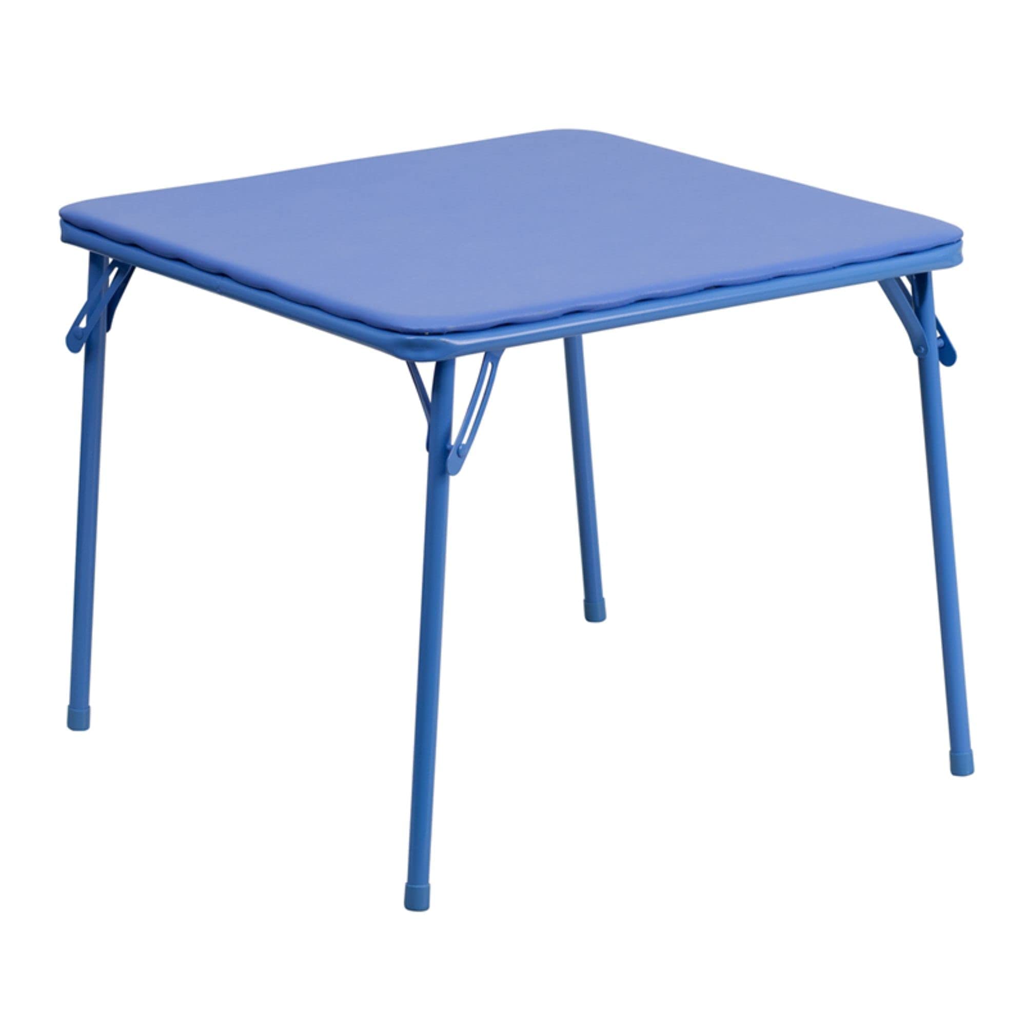 Flash Furniture Mindy Kids Colorful 3-Piece Folding Table and Chair Set - Blue Foldable Kids Furniture for Playroom, Classroom & Home Learning Activities
