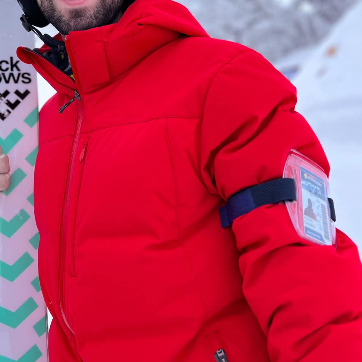 25 Pack Heavy Duty Waterproof ID Badge Holder with Resealable Zipper & Adjustable Armband - Secure Top Loading Badge Holder for Ski Pass, Lift Tickets, Work ID, Events & Outdoor Activities