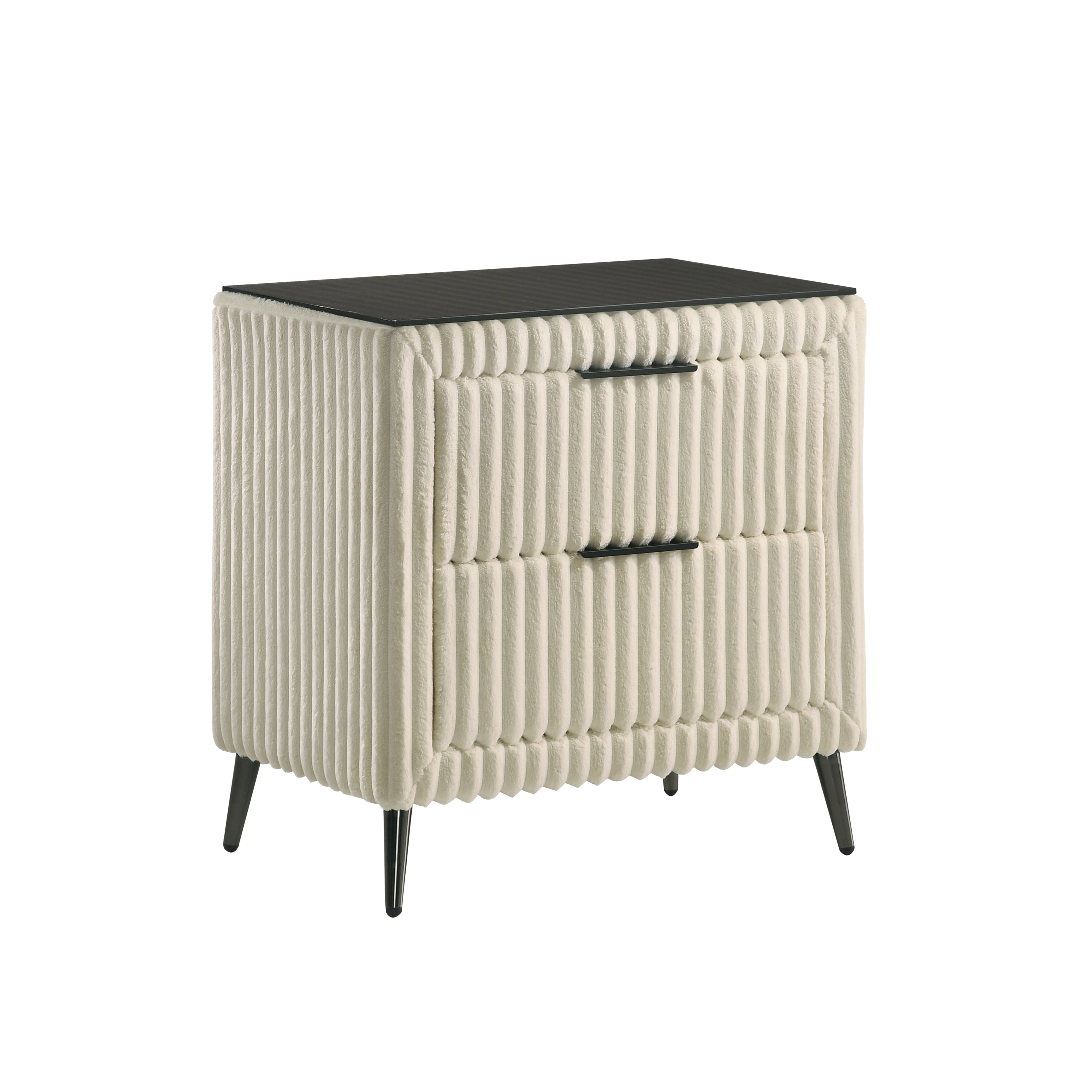 Roundhill Furniture Mavela Wide Wale Corduroy Upholstered Nightstand - Stylish Bedside Table for Bedroom Decor, Small Storage Cabinet with Drawer - Perfect for Modern, Farmhouse & Cozy Home Interiors