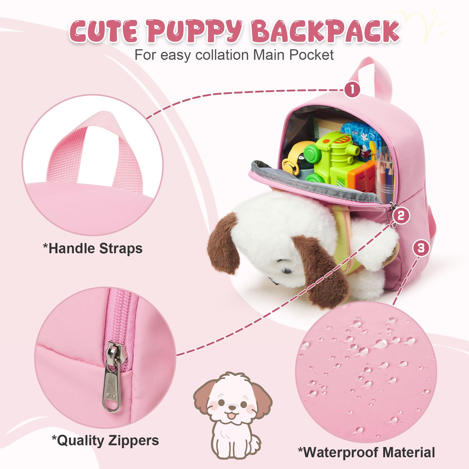 Kibachev Kids Backpack with Adjustable Chest Strap - Lightweight School Bag for Girls & Boys Ages 2-5 Years (8-10L) - Perfect for Preschool, Kindergarten & Daycare - Durable Toddler Backpack for Daily Use, Travel & Outdoor Adventures