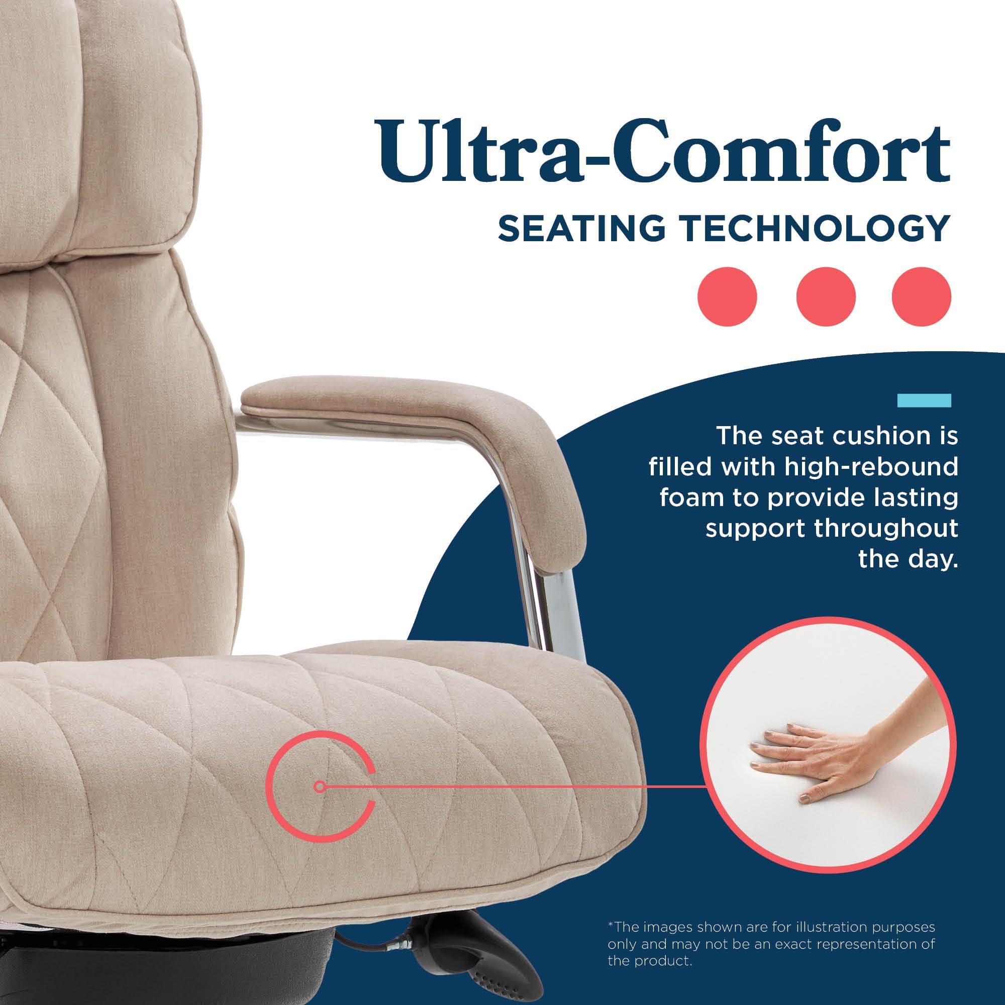 La-Z-Boy Sutherland Quilted Leather Executive Office Chair - High Back Ergonomic Desk Chair with Lumbar Support & Padded Arms - Cream Microfiber Fabric - Perfect for Home Office, Gaming & Workspaces