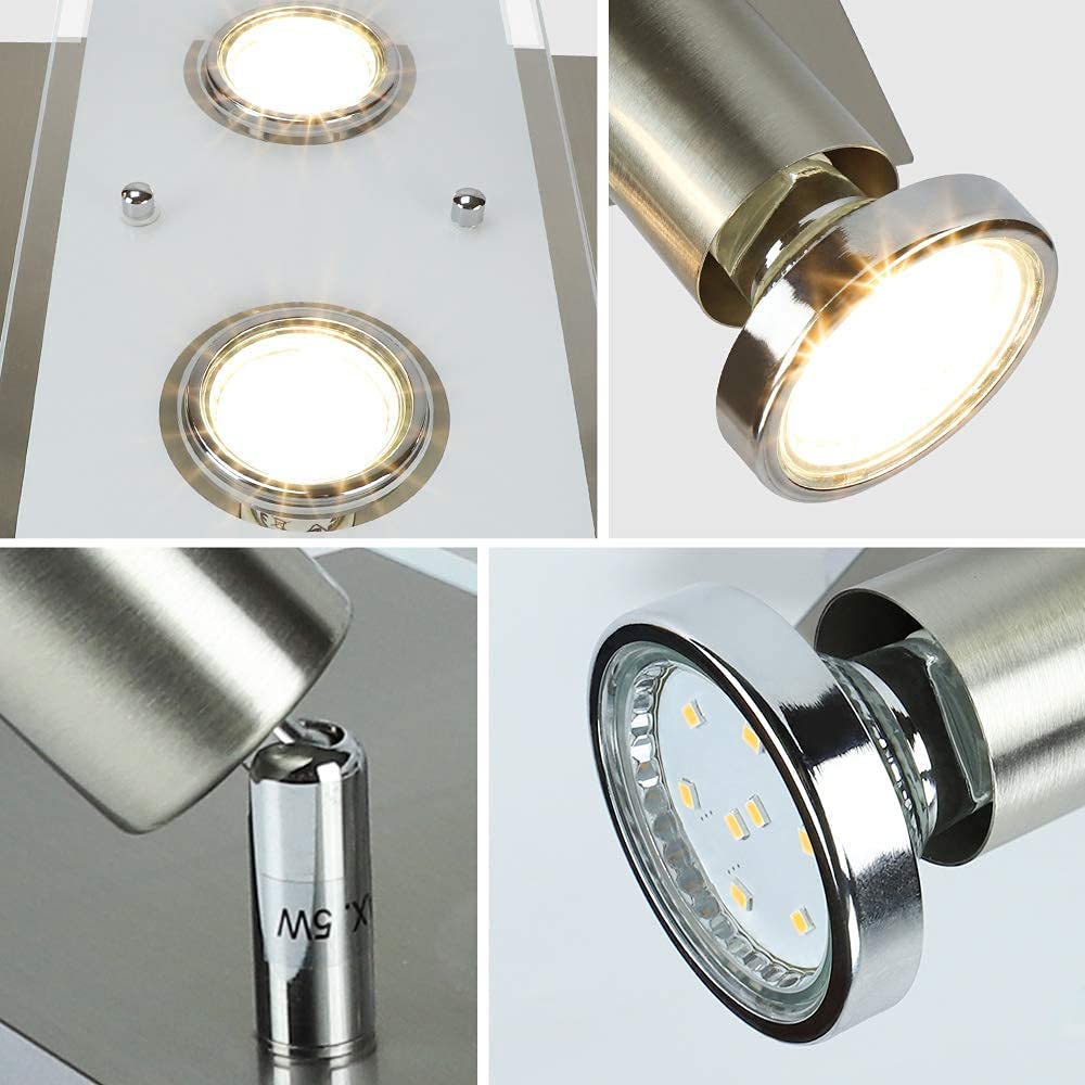 Depuley 4-Light LED Track Lighting Fixture - Modern Adjustable Ceiling Spotlights for Kitchen, Bedroom, Living Room & Dining Room - Flush Mount Square Design with GU10 Bulbs Included (Nickel Finish) - Perfect for Accent Lighting and Highlighting Artwork or Decor