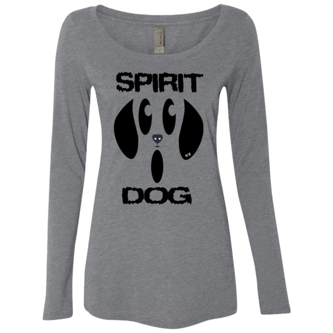 WineyBitches.Co Halloween Dog Spirit Women's Long Sleeve Scoop Neck Tri-Blend Shirt - Perfect for Halloween Parties, Costume Contests & Pet Lover Outfits