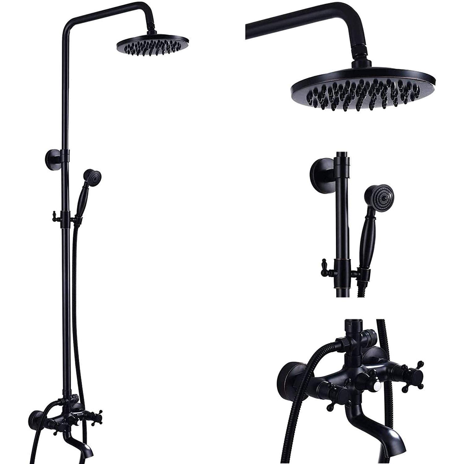 Premium Oil Rubbed Bronze Shower Faucet Set - Complete Wall Mounted Shower System with 8