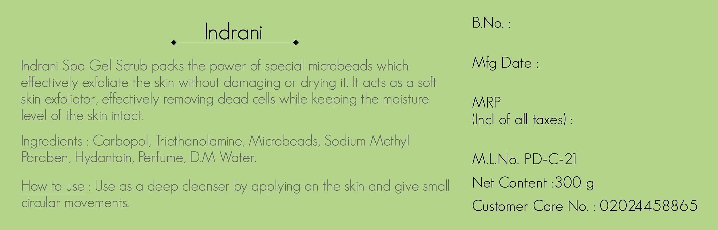 Indrani Spa Gel Scrub 50g - Exfoliating Face & Body Scrub for Smooth Skin - Perfect for Daily Skincare Routine & Spa Treatments