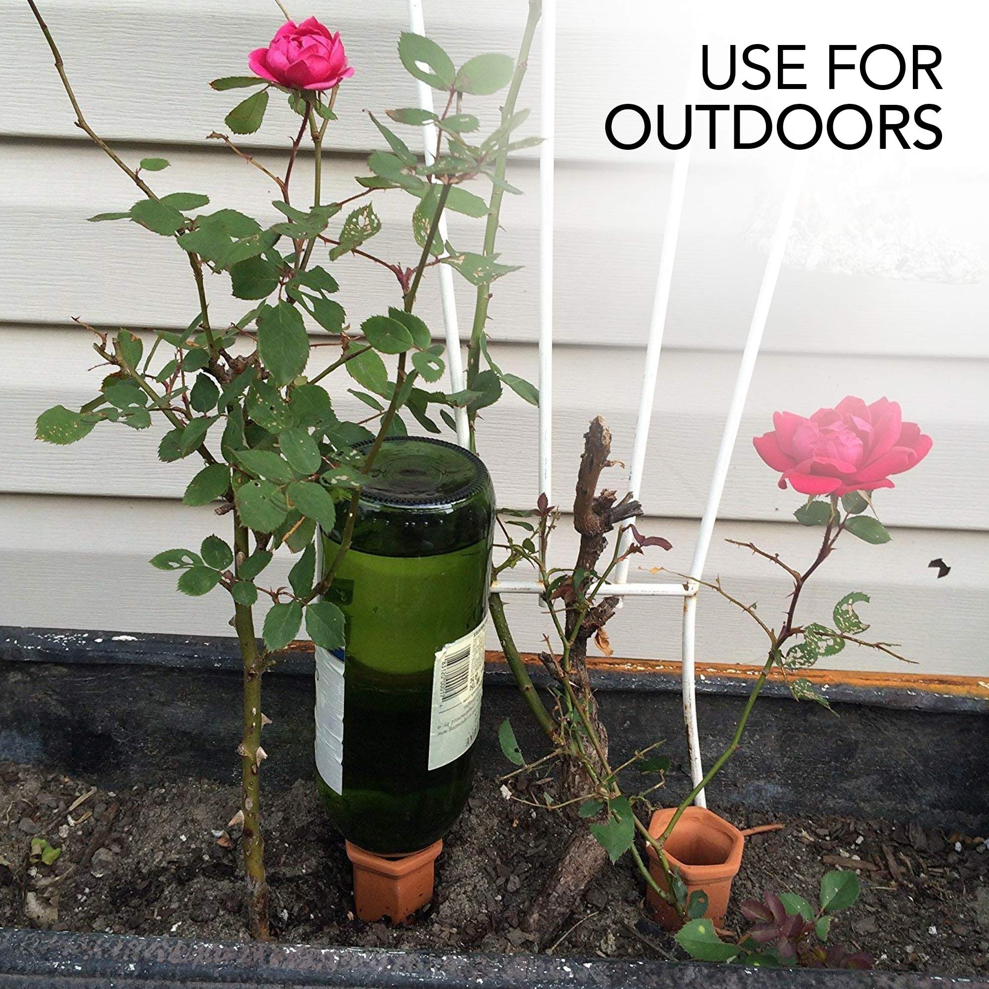 4-Pack Terracotta Plant Self-Watering Stakes for Indoor & Outdoor Plants - Automatic Irrigation System with Recycled Wine Bottles - Perfect for Home, Vacation, and Office Use