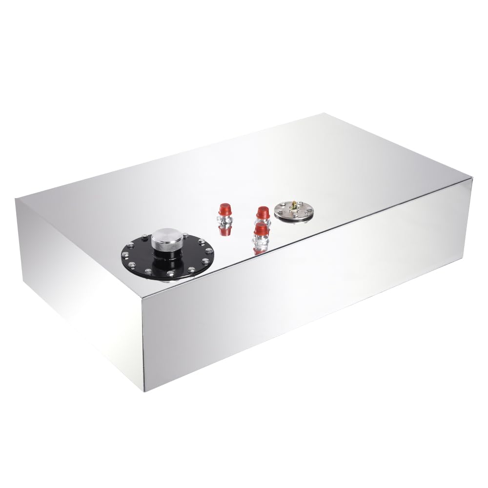 17 Gallon (70L) Aluminum Fuel Tank with Level Sensor - Universal Racing, Street, Drift Strip Gas Cell - Silver | High-Performance Fuel Storage for Cars, Trucks, and Off-Road Vehicles