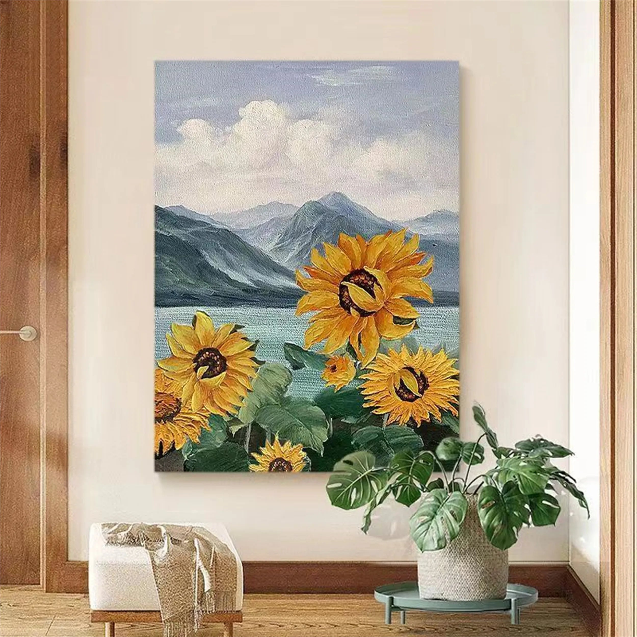 Flower and Tree Painting #FT089 - Handmade Canvas Art for Home Decor, Office & Living Room Wall
