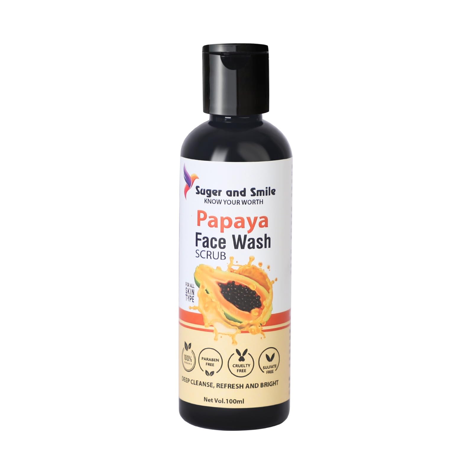Natural Papaya Face Wash & Scrub (2-Pack, 100ml Each) - Brightening, Exfoliating & Gentle Cleansing for Glowing Skin | Perfect for Daily Skincare Routine & Acne-Prone Skin