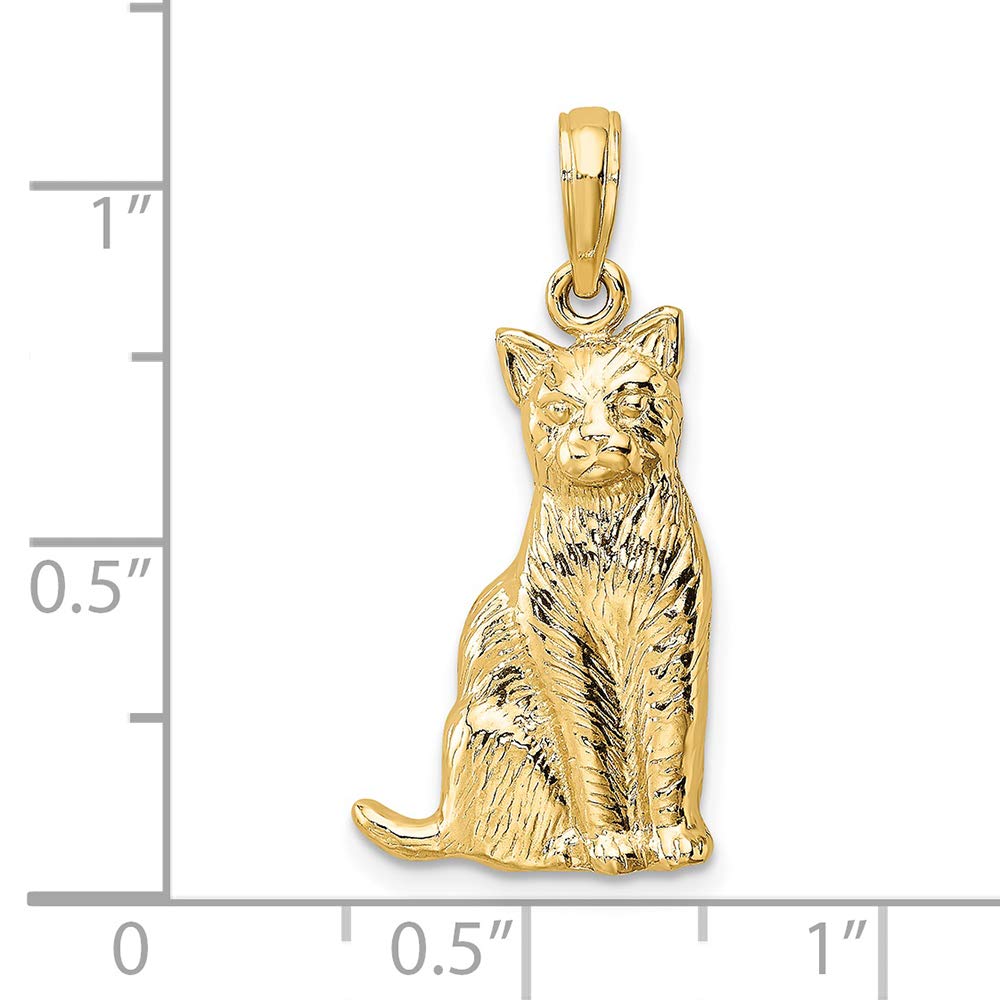 FJC Finejewelers 14k Yellow Gold Cat Sitting Charm Pendant - Elegant Jewelry Gift for Cat Lovers, Perfect for Necklaces & Bracelets