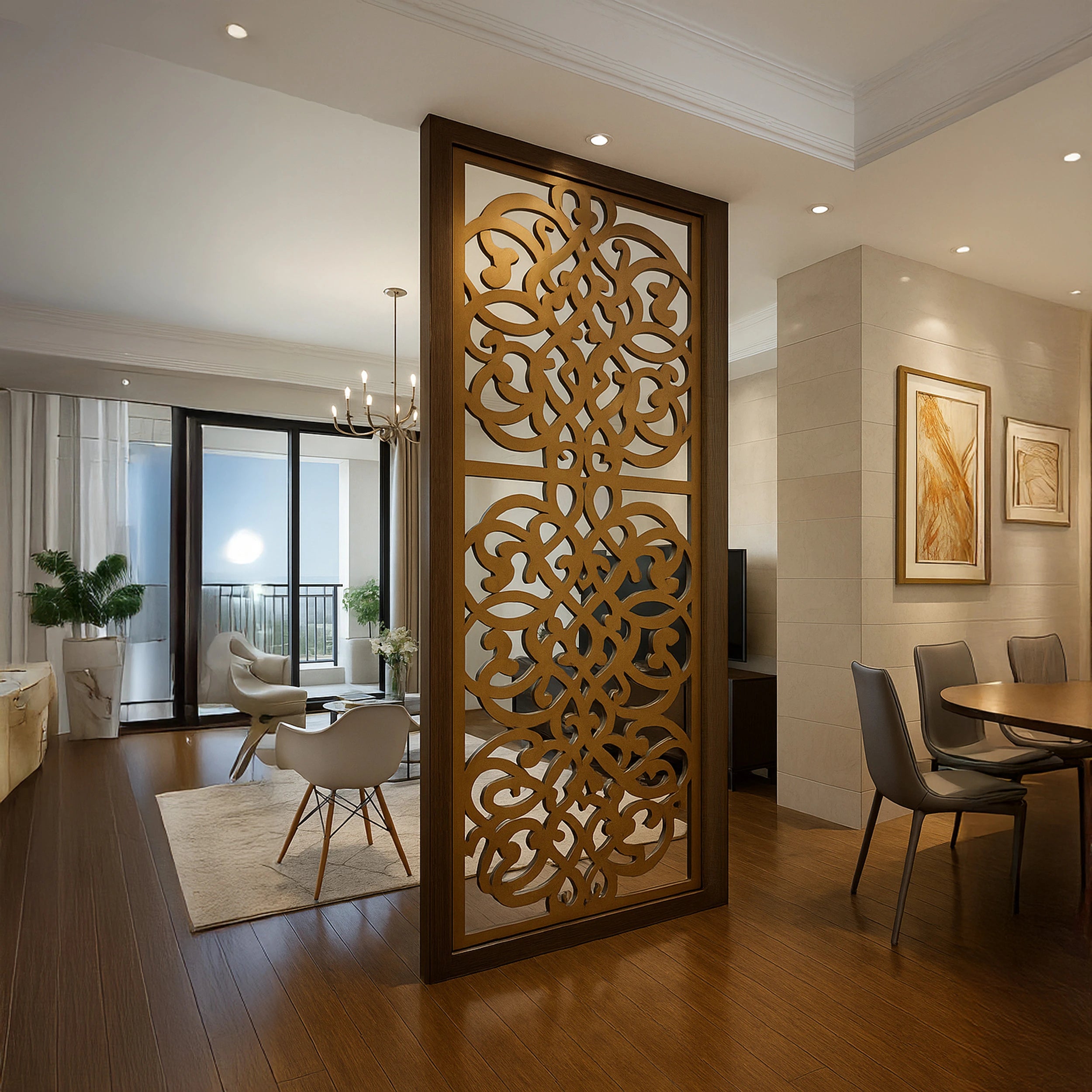 Stylish Bronze Partition Wall - Indoor Privacy Screen Divider for Home & Office - Perfect for Room Separation and Decoration