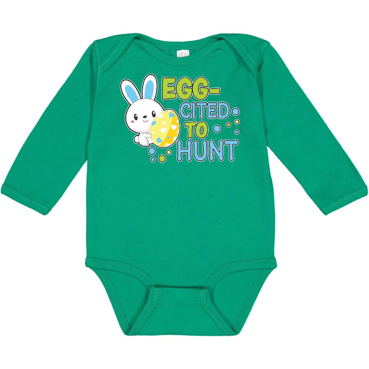 Eggcited to Hunt with Bunny Holding Easter Egg - Adorable Baby Long Sleeve Creeper for Easter Outfits & Spring Photoshoots