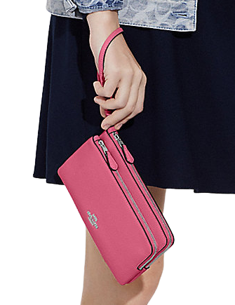 **Coach Double Zip Wallet for Women & Men | Genuine Leather Crossbody Wallet with RFID Protection – Perfect for Travel, Shopping & Everyday Use**