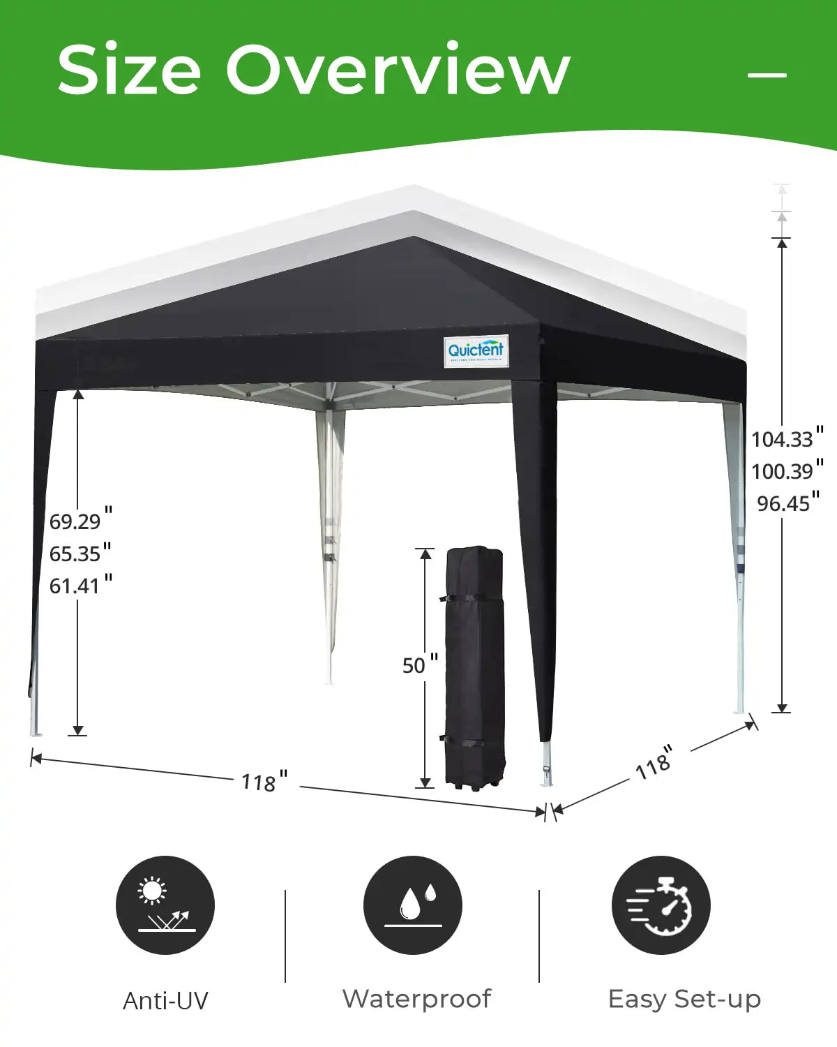 10'x10' Upgraded Pop Up Canopy Tent with Sidewalls - Waterproof Outdoor Shelter for Camping, Beach, Picnics & Backyard Parties