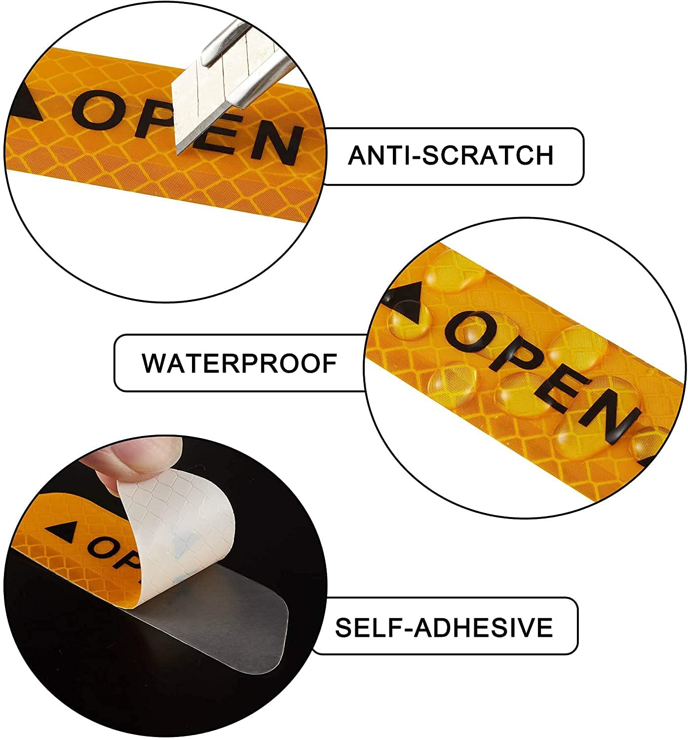 Colorsole® 4-Pack Orange Reflective Car Door Safety Warning Decals - Universal Fit for BMW X3, X5 & Most Vehicles - Enhance Night Visibility for Parking & Roadside Safety