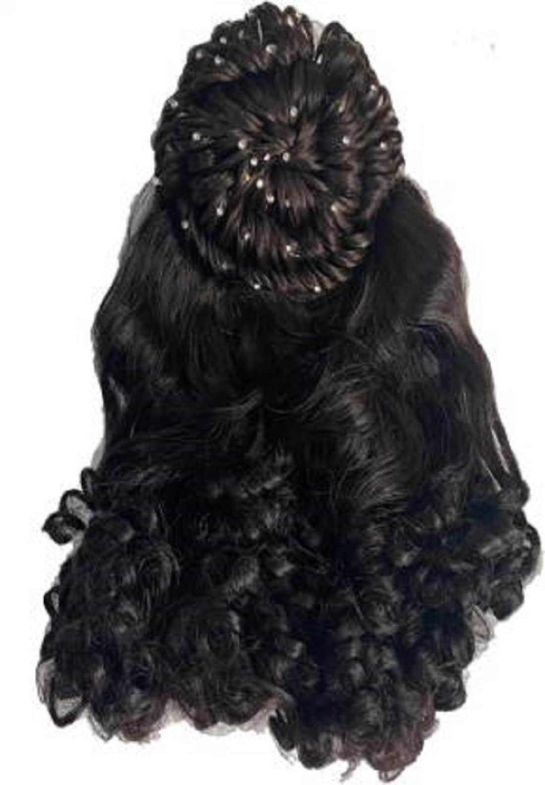 Abrish 24-Inch Natural Black Curly/Wavy Synthetic Hair Extensions with 5 Clips for Women & Girls - Perfect for Parties, Weddings & Daily Styling