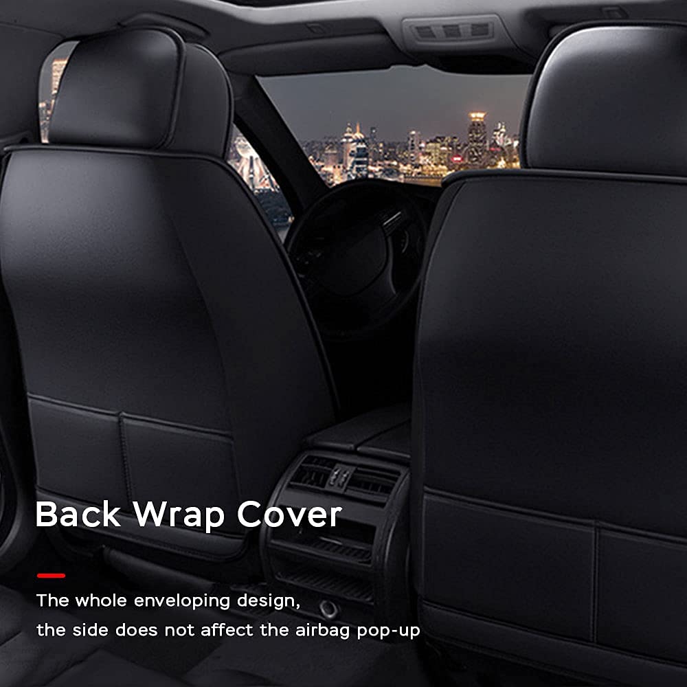 1996-2002 Pontiac Trans Am Leather Seat Covers - 5-Piece Full Set, Waterproof & Breathable, Airbag Compatible Black Car Seat Protectors - Perfect for Road Trips & Daily Commutes