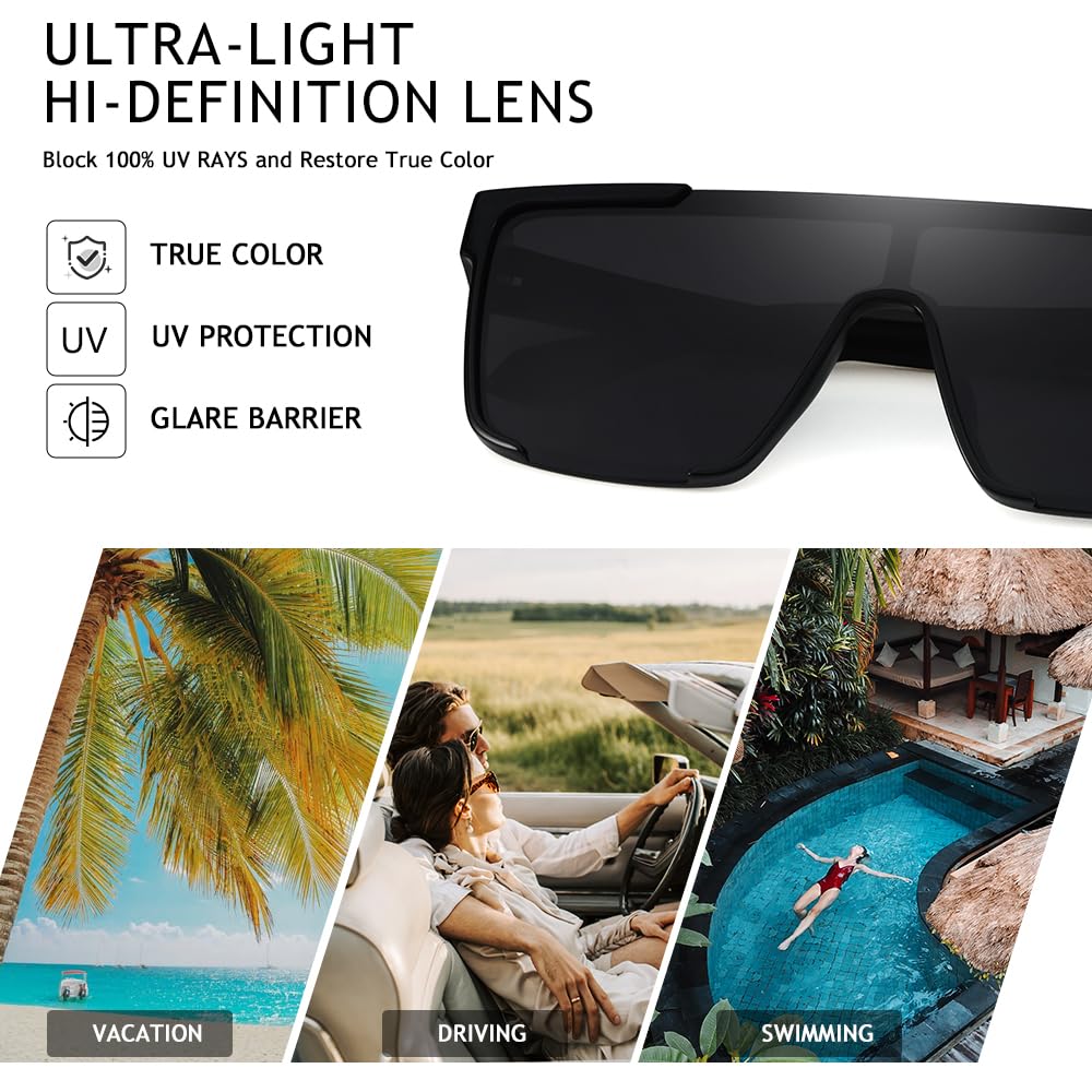 One Piece Anime Sunglasses for Women & Men - Rimless Oversized TR90 Frame, Polarized UV Protection Lenses - Perfect for Vacation, Cosplay, and Outdoor Activities