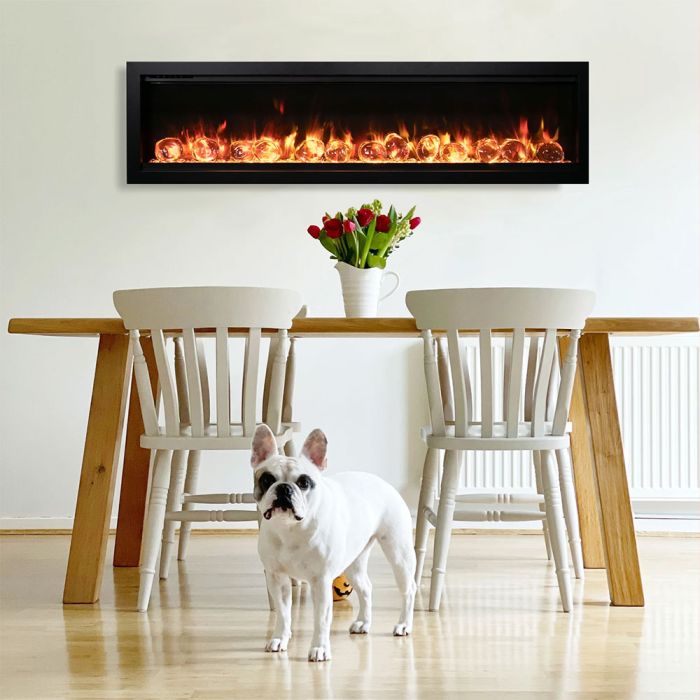 Amantii Symmetry Custom Electric Fireplace - Modern Wall Mounted Heater with Realistic Flame Effect for Living Room, Bedroom & Office