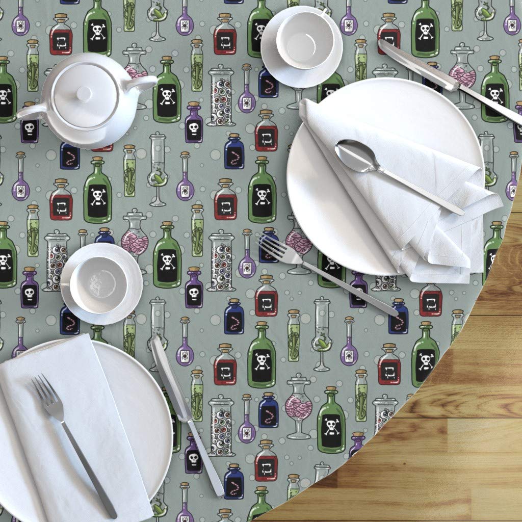 Halloween Witch & Spooky Print Custom Cotton Sateen Tablecloth - 90