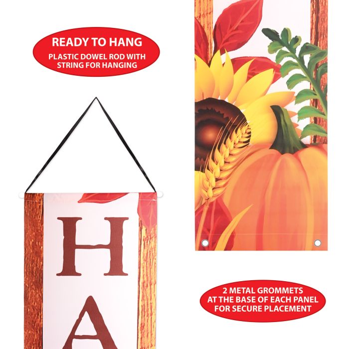 12 Pack Beistle Fall Fabric Door Panel Set - Autumn Thanksgiving Halloween Home Decor for Doors, Windows & Parties
