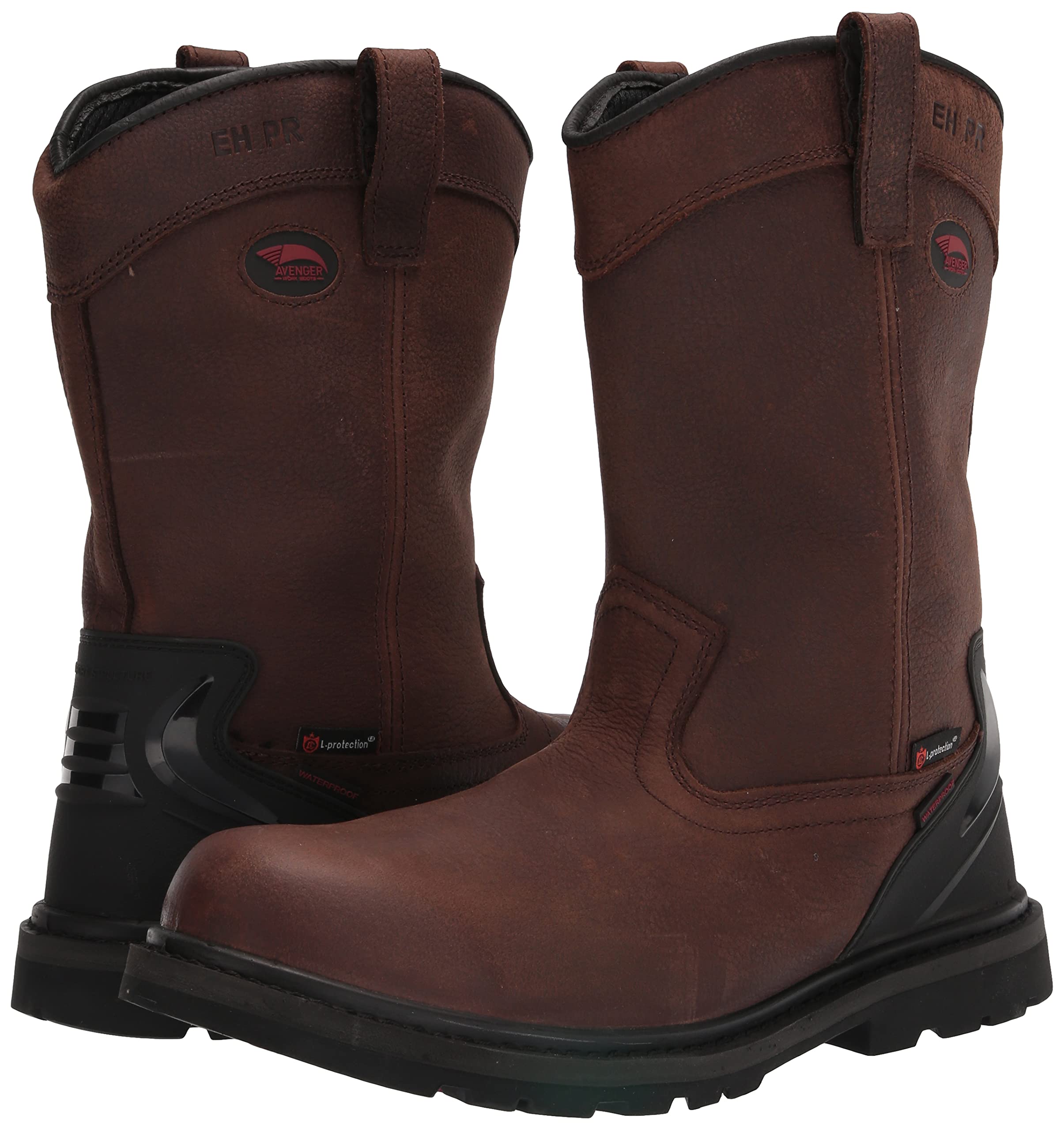 Avenger A7676 Men's EH PR Waterproof Wellington Work Boots - Steel Toe, Electrical Hazard, Slip Resistant - Size 7.5 6E Wide - Ideal for Construction, Oil Rig & Heavy Duty Work Environments