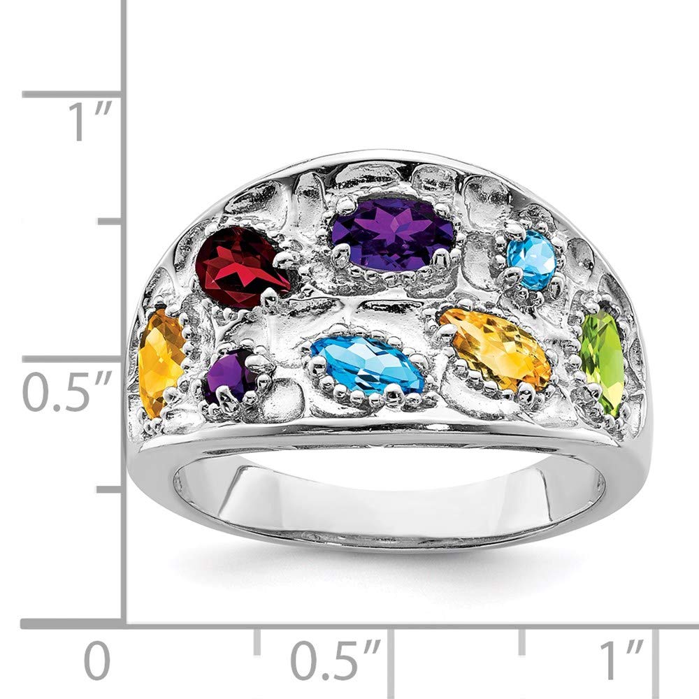925 Sterling Silver Amethyst, Citrine, Blue Topaz, Garnet & Peridot Ring - Dainty Women's Fine Jewelry Gift for Her - Perfect for Birthdays, Anniversaries & Special Occasions