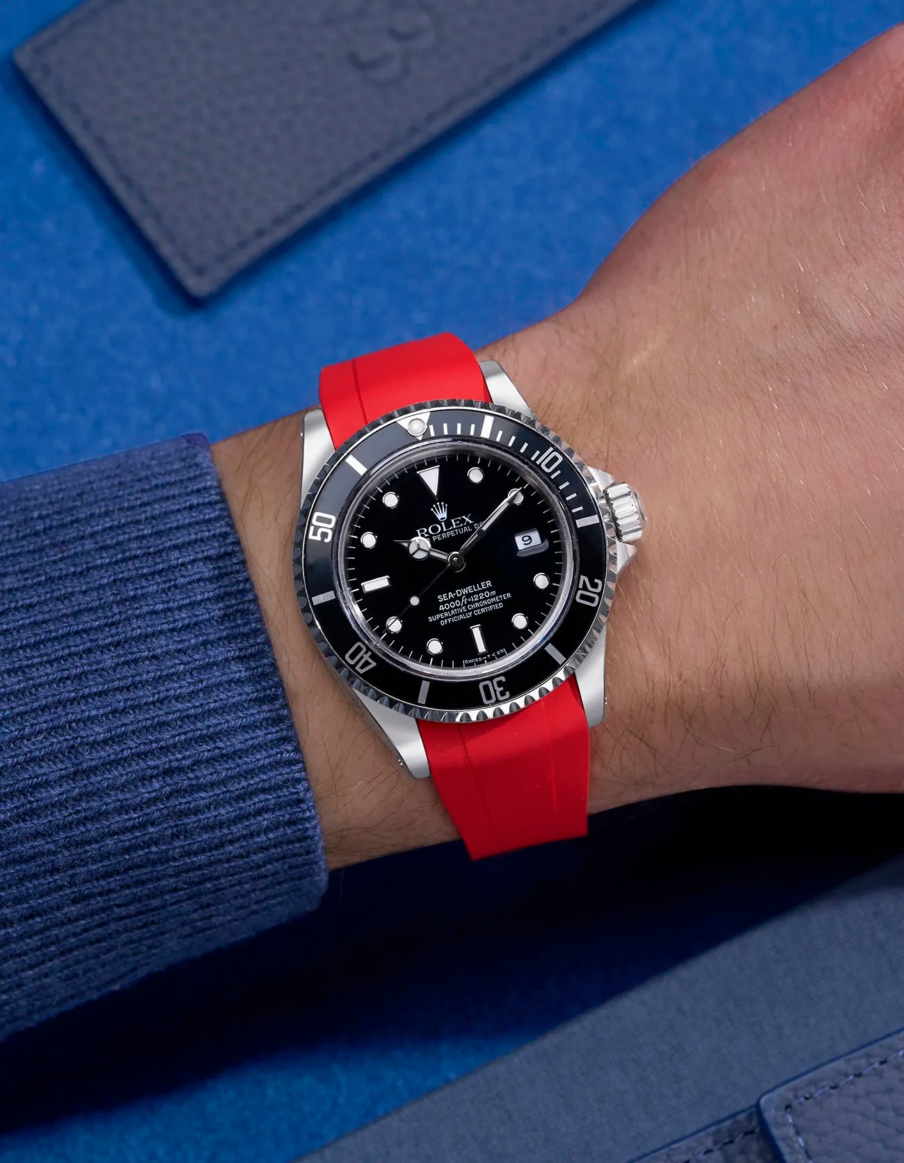 High-Quality FKM Rubber Watch Strap with Original Clasp for Rolex Sea Dweller 16600 - Durable, Comfortable & Waterproof for Diving, Swimming & Outdoor Activities