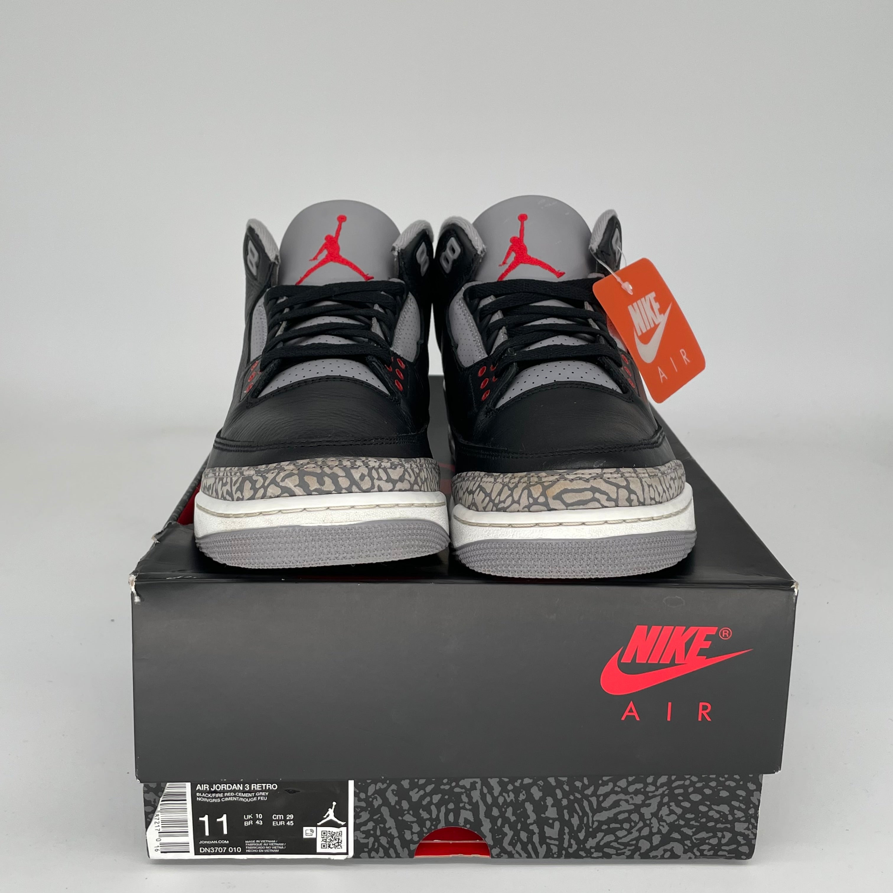 AIR JORDAN 3 Retro Black Cement Men's Basketball Shoes Size 11 - DN3707-010 | Authentic Sneakers for Streetwear & Basketball Games