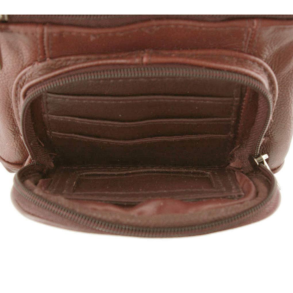 SILVERFEVER Women's Genuine Leather RFID Blocking Crossbody Bag - Small Round Shoulder Purse with Secure Pocket for Travel, Shopping & Everyday Use