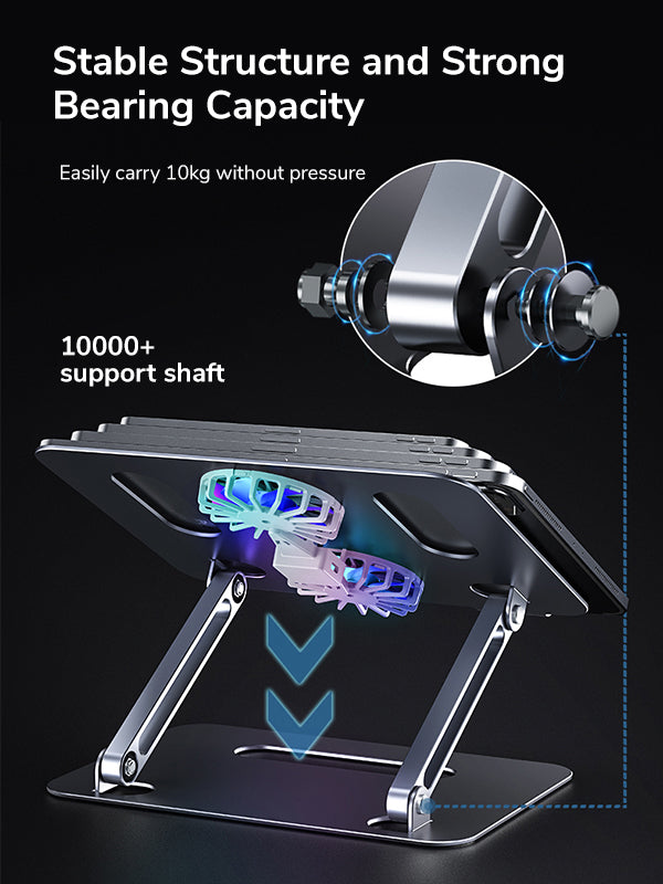 Ergonomic Adjustable Laptop Stand with Cooling Fan - Portable Foldable Computer Riser for Home, Office & Travel Use