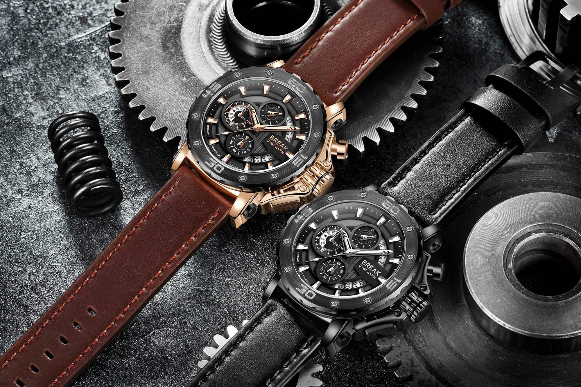 Stylish Black Men's Bracelet Watch - Break Ranger - Perfect for Casual, Business & Outdoor Activities