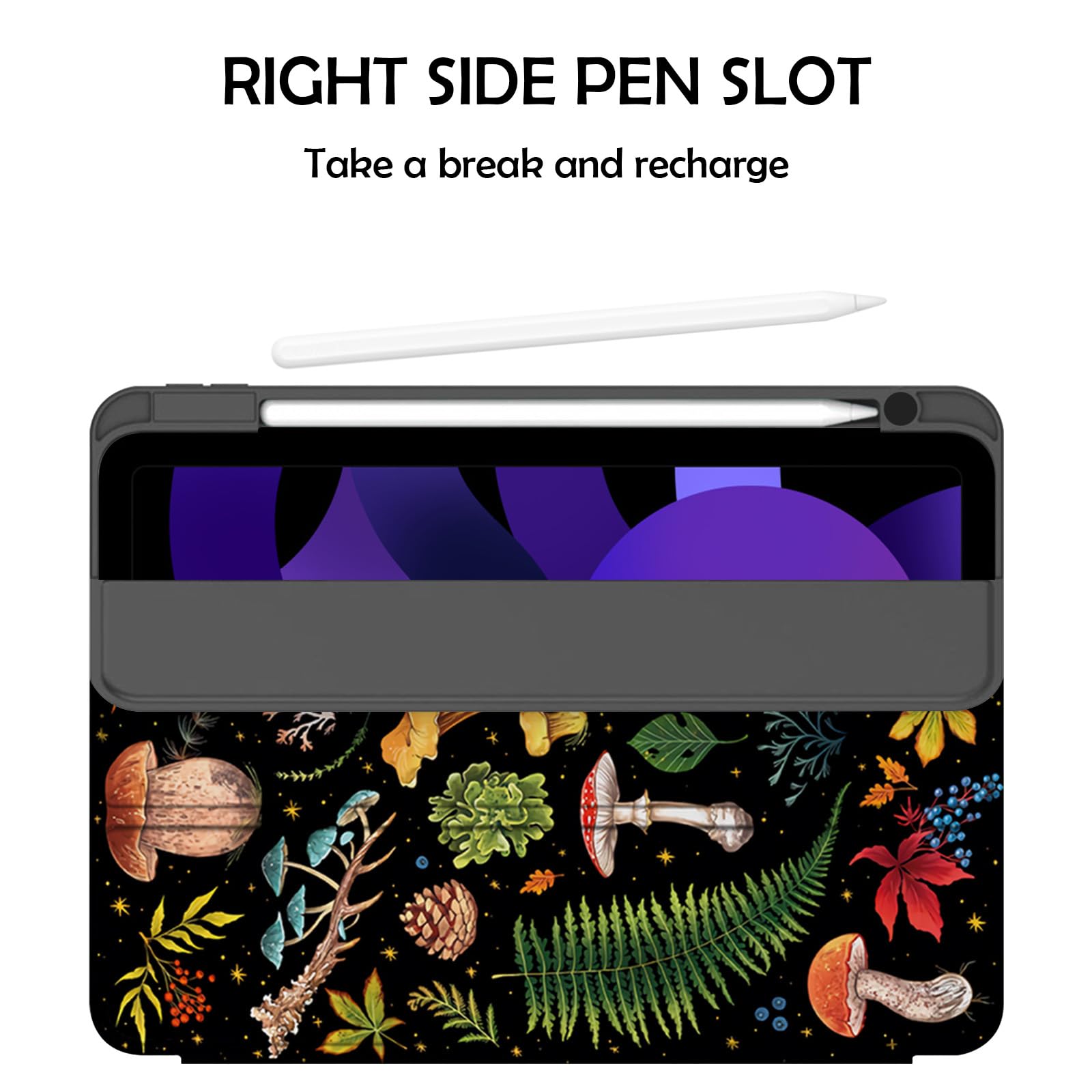Premium iPad Air Case 11 Inch (M3 2025, M2 2024) & 10.9 Inch (5th/4th Gen 2022/2020) - Cute Mushroom Design TPU Back Cover with Pencil Holder & Auto Sleep/Wake | Perfect for Women, Girls, Students & Office Use