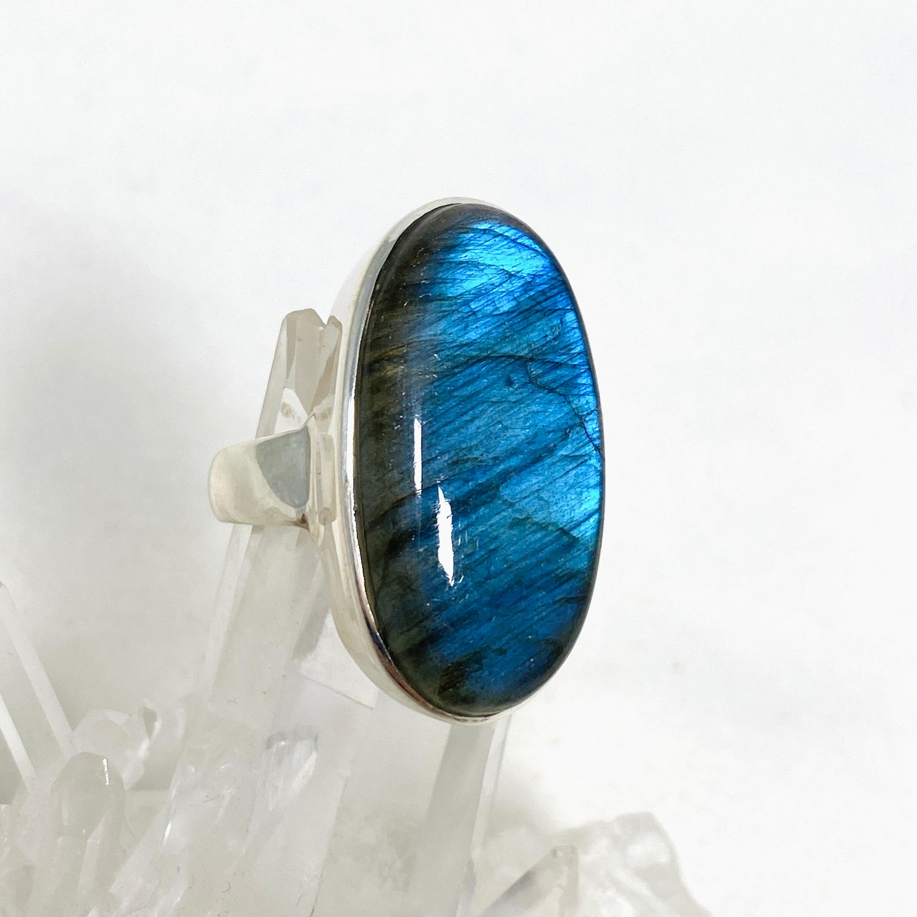 Natural Labradorite Oval Ring Size 11 - Sterling Silver Gemstone Jewelry for Women - Perfect for Gift Giving & Spiritual Healing