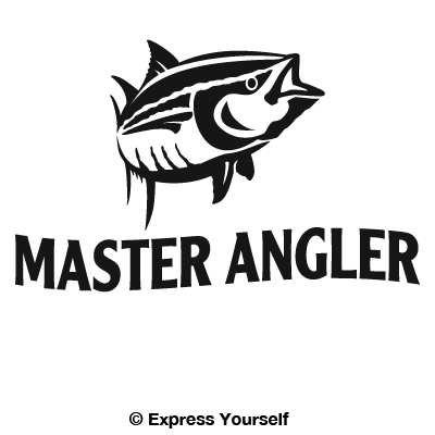 Master Angler Tuna Decal Sticker - Saltwater Fishing Collection - Black Small Size - Perfect for Boat, Cooler, Tackle Box & Fishing Gear Decoration