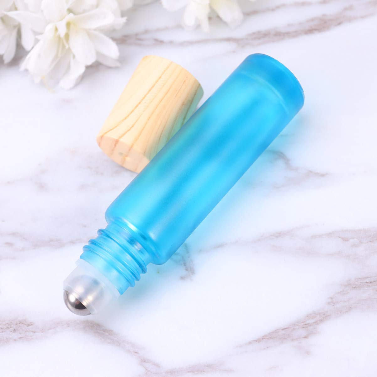 HEALLILY 5-Piece Small Essential Oil Bottles Set - 5ml Glass Vials with Wooden Lids for Perfume, Aromatherapy, DIY Blends - Perfect for Travel, Gifts & Home Fragrance