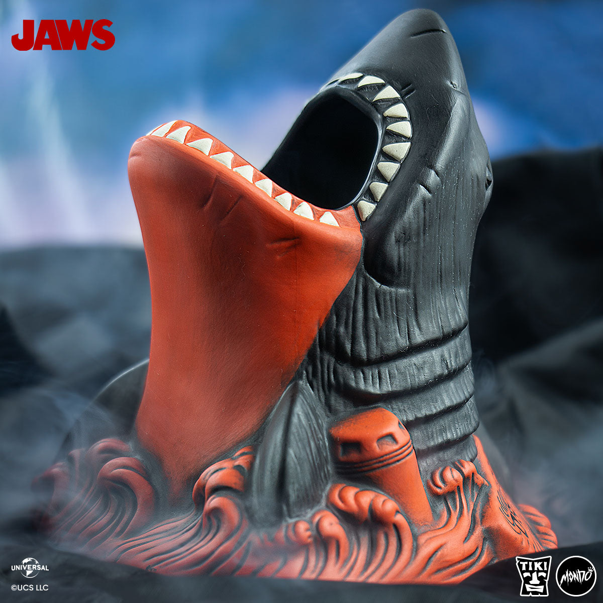 Jaws Tiki Get Out of the Water Variant - Red & Black Collectible Statue for Horror Movie Fans | Perfect for Home Decor, Halloween Party & Movie Themed Gifts