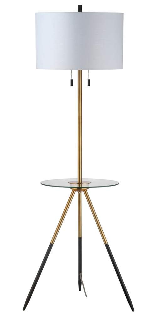SAFAVIEH FLL4020A Morrison Brass Gold and Black Side Table Floor Lamp - Modern Home Decor for Living Room, Bedroom & Office Lighting