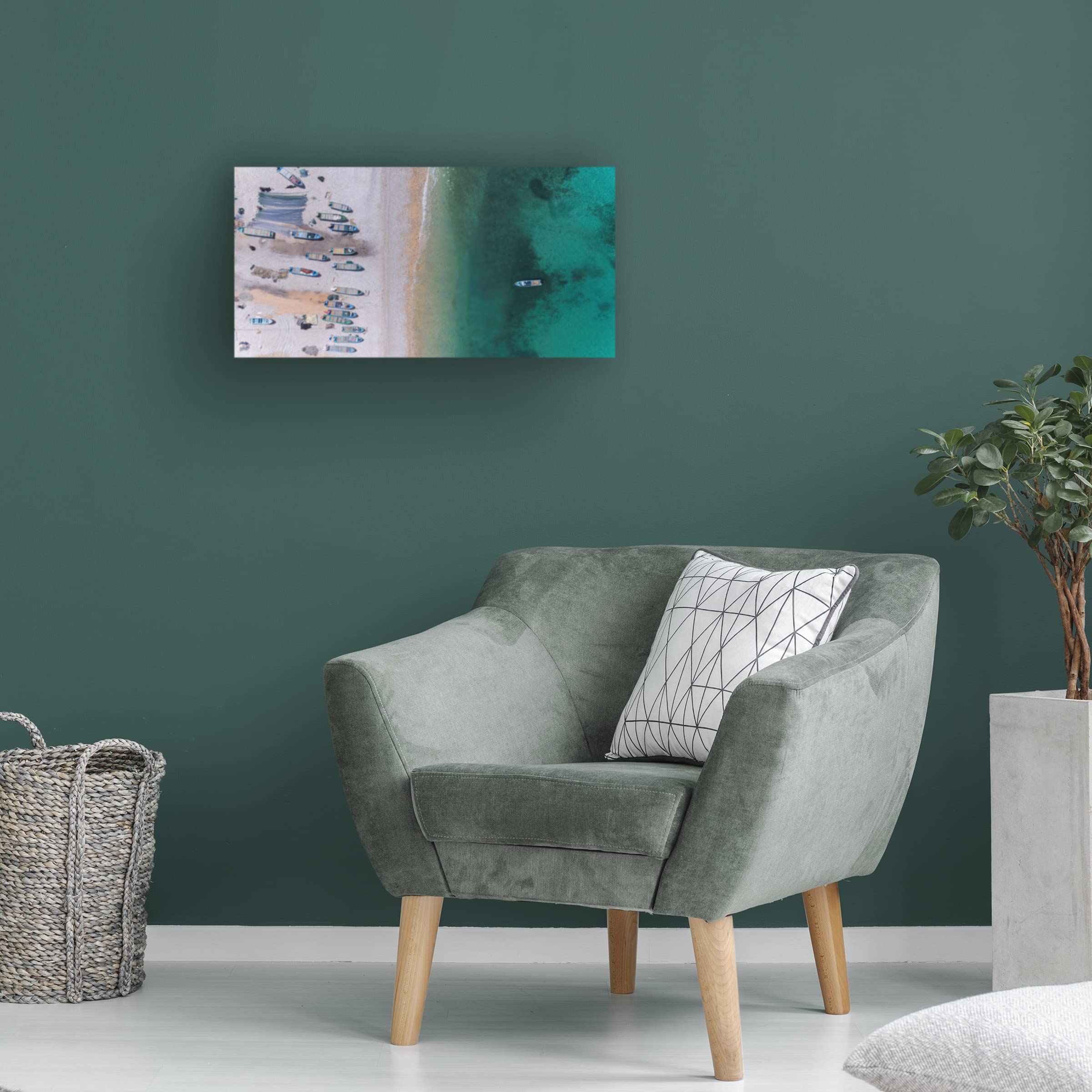 Trademark Fine Art 'Sea From The Sky' Canvas Wall Art Print by Haitham Al Farsi - Modern Ocean Landscape Painting for Living Room, Bedroom & Office Decor