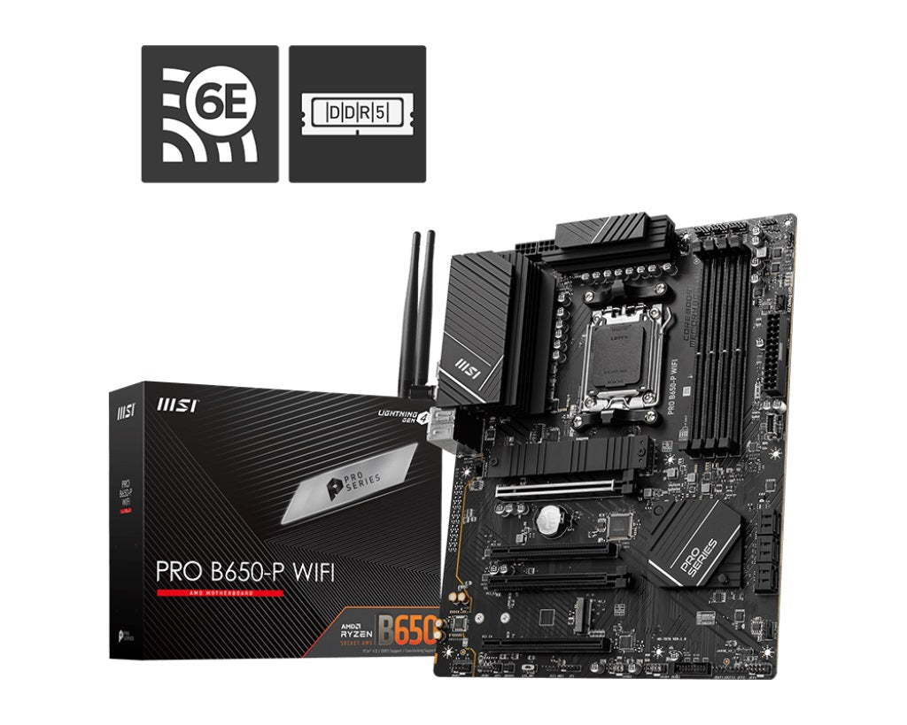 MSI PRO B650-P WiFi AMD Ryzen AM5 ATX Gaming Motherboard - DDR5, PCIe 4.0, USB 3.2 Gen 2 - Perfect for PC Builders, Gamers & Content Creators