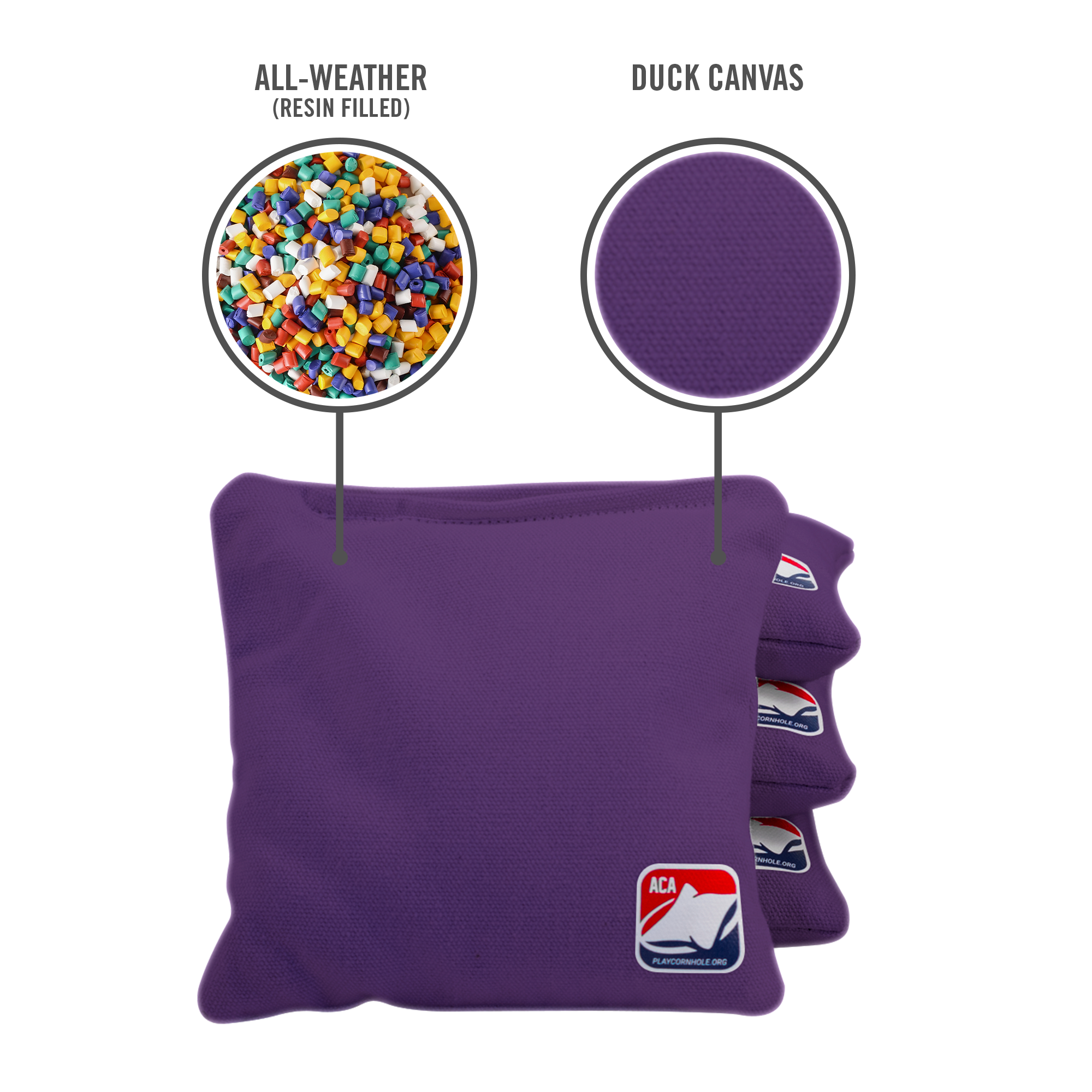 Premium Purple Daily 66x Cornhole Bags Set of 8 - Regulation Size & Weight for Outdoor Lawn Games, Tailgating, Backyard Parties, and Family Fun