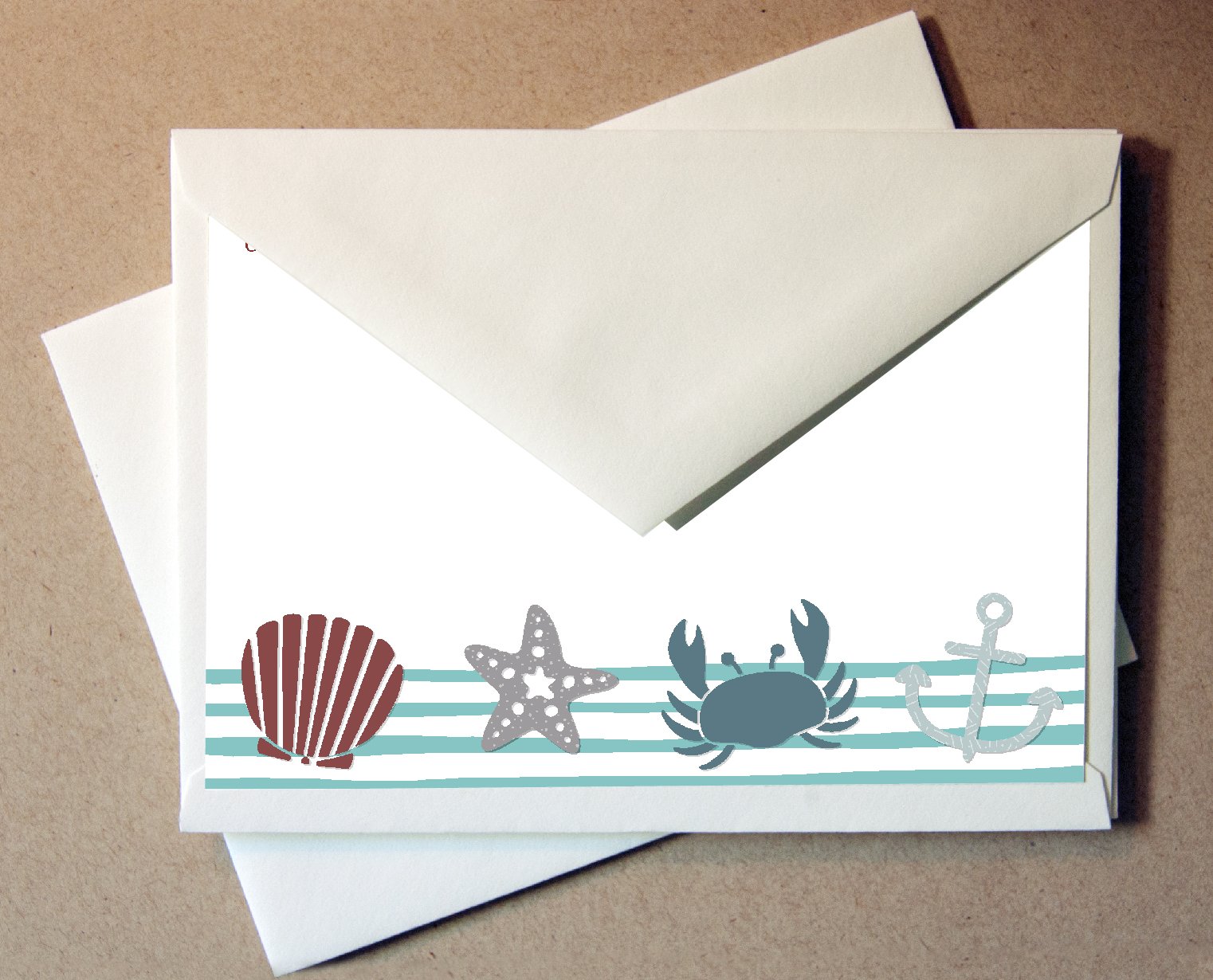 24 Premium Sea Shore Note Cards with Envelopes - Beach Themed Stationery for Thank You Notes, Greetings & Invitations - Perfect for Weddings, Vacations & Coastal Home Decor